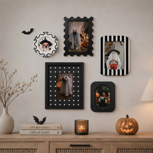 Halloween Picture Frame Set of 5 (4X4/4X6/5X7/7X9) , Vintage Spooky Gallery Wall Frames, Black Halloween Photo Frames Framzoo