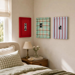 Eclectic Gallery Wall Frame Set – 6 Vintage Plaid Stripe Photo Frames-Photo paper size(2x1.5*4/2.5x3.5/5x7) Framzoo