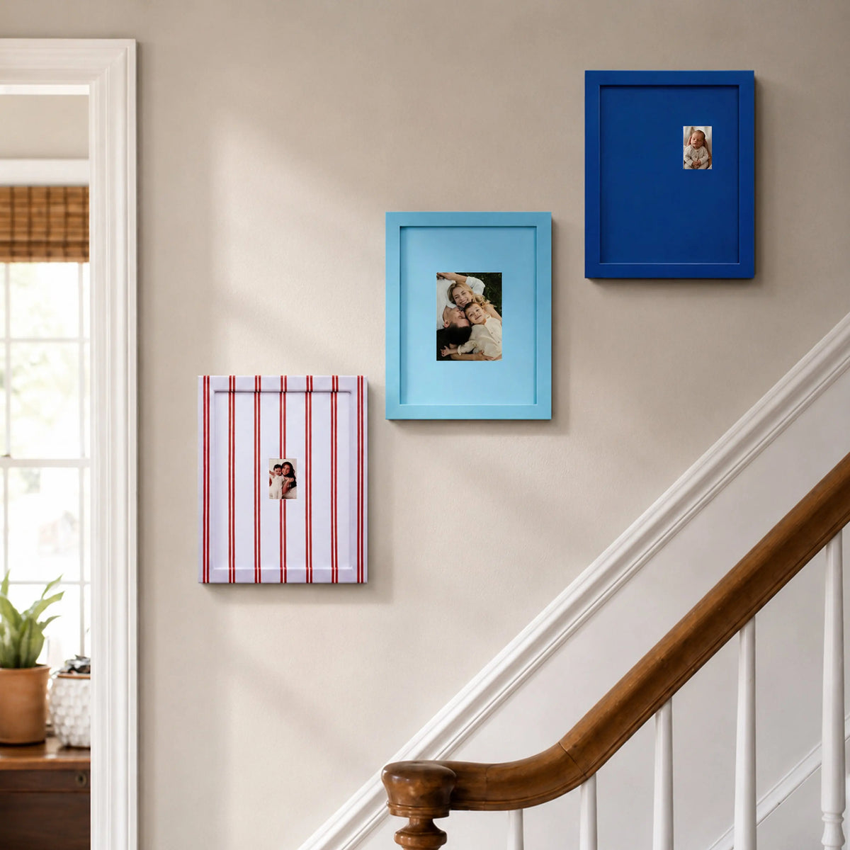 Classic Blue Stripe Picture Frame (2.5x3.5in/5x7in) , Nautical Preppy Nursery Decor Framzoo