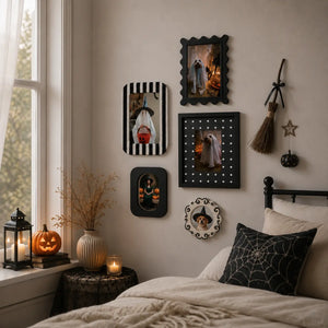 Halloween Picture Frame Set of 5 (4X4/4X6/5X7/7X9) , Vintage Spooky Gallery Wall Frames, Black Halloween Photo Frames Framzoo