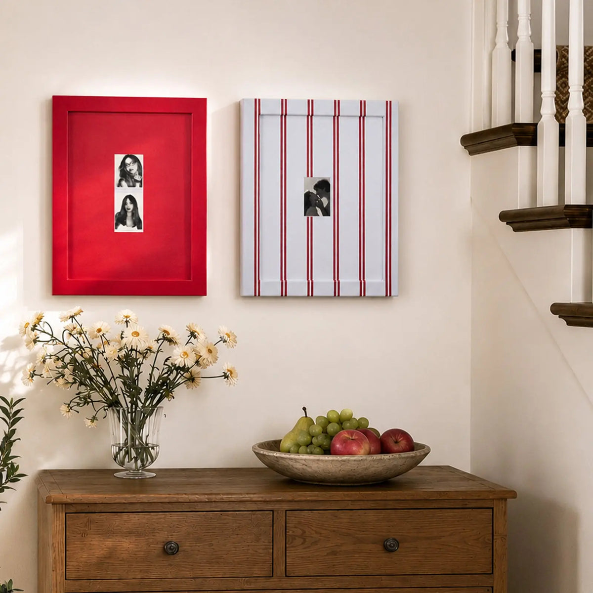 Eclectic Gallery Wall Frame Set – 6 Vintage Plaid Stripe Photo Frames-Photo paper size(2x1.5*4/2.5x3.5/5x7) Framzoo