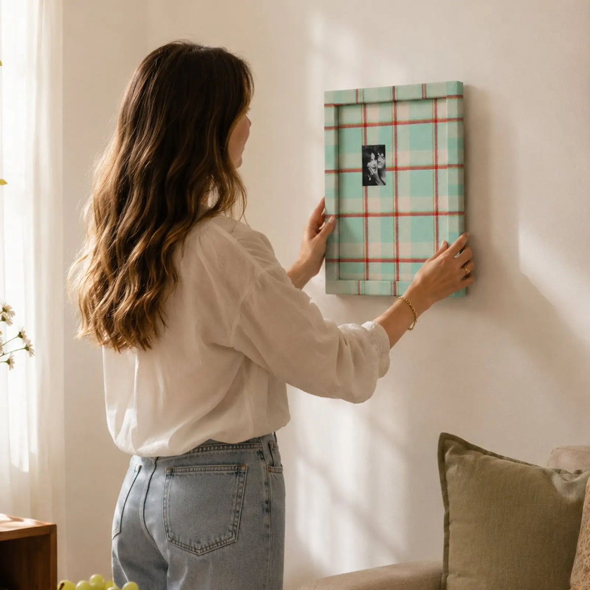 Eclectic Gallery Wall Frame Set – 6 Vintage Plaid Stripe Photo Frames-Photo paper size(2x1.5*4/2.5x3.5/5x7) Framzoo