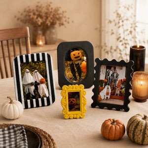 Statement Picture Frames Set of 4 | Black Yellow Stripe Frames | Eclectic Gallery Wall Decor | 5x7 4x6 Framzoo