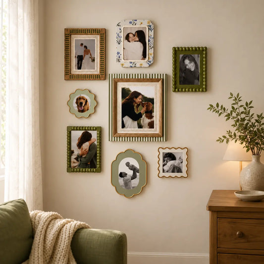 Gallery Wall Frame Set, Eclectic Picture Frame Set of 8, Vintage Style Photo Frames for Wall Decor, Aesthetic Home Decor, Mixed Size Photo Frames Framzoo