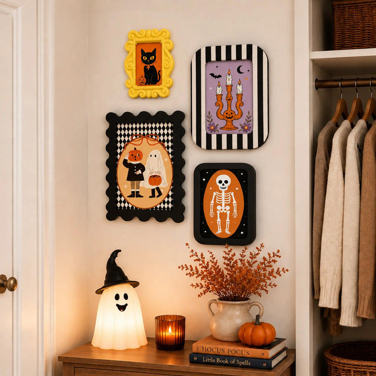 Statement Picture Frames Set of 4 | Black Yellow Stripe Frames | Eclectic Gallery Wall Decor | 5x7 4x6 Framzoo