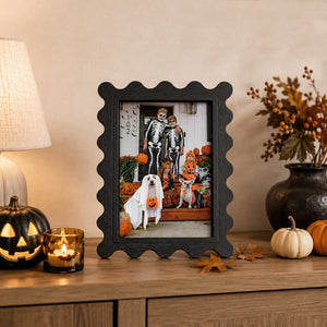 Statement Picture Frames Set of 4 | Black Yellow Stripe Frames | Eclectic Gallery Wall Decor | 5x7 4x6 Framzoo