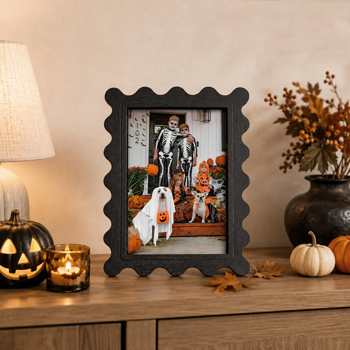 Statement Picture Frames Set of 4 | Black Yellow Stripe Frames | Eclectic Gallery Wall Decor | 5x7 4x6 Framzoo