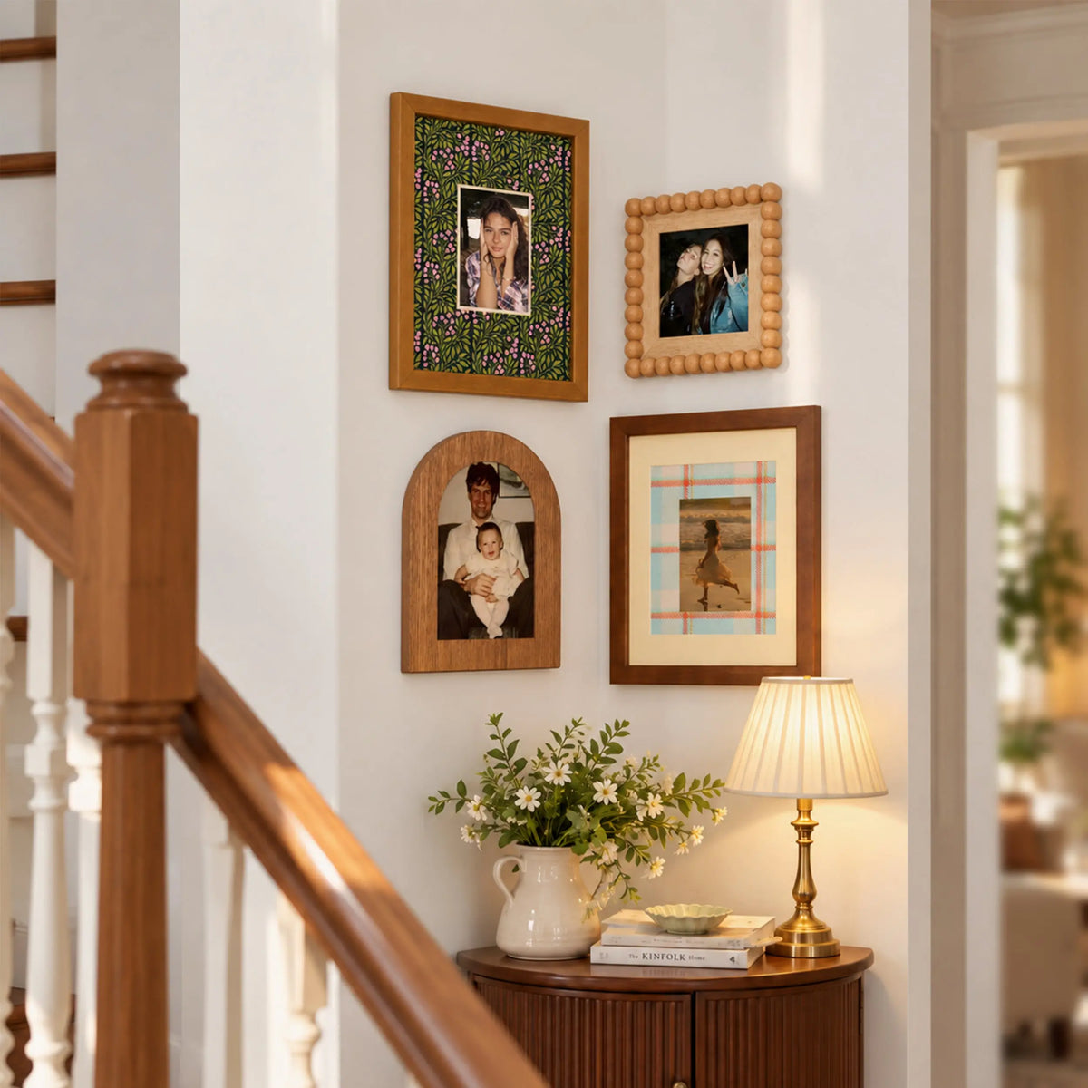 Picture Frame Set of 6 for Gallery Wall, Mixed Wood, Beaded & Velvet Photo Frames, Family Photo Display, Modern Boho Home Decor Framzoo