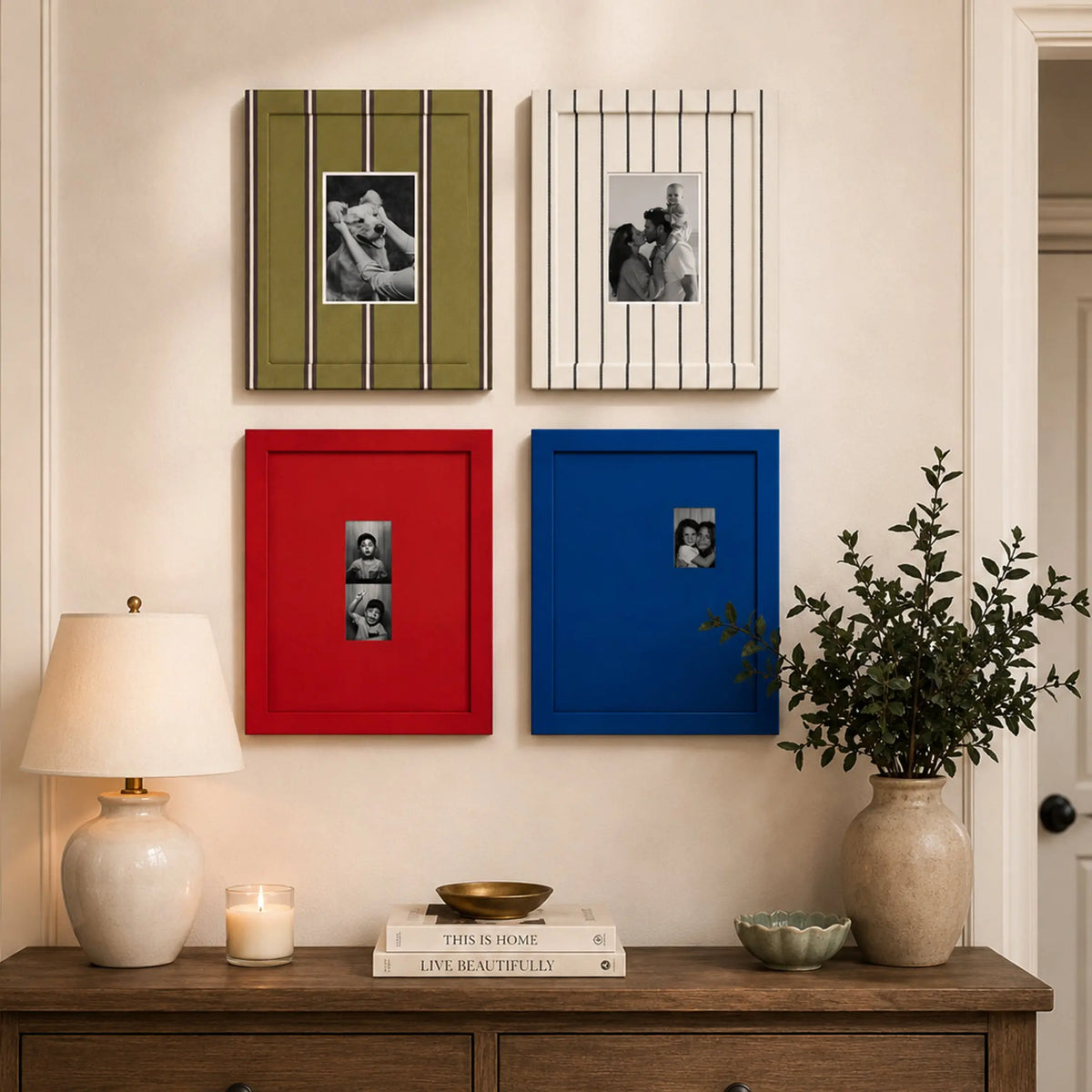 Rainbow Picture Frame Set of 6 | Colorful Striped Wall Frames | Bright Yellow Red Blue Gallery Wall | Modern Playful Photo Frames | Kids Room Nursery Decor Framzoo