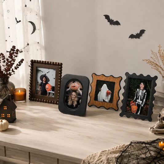 Halloween Picture Frames Set of 4 | Spooky Gallery Wall Decor | Black & Brown Vintage Frames | 5x7 4x6 4x4 | Gothic Home Decor Framzoo