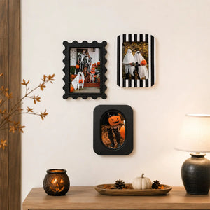 Statement Picture Frames Set of 4 | Black Yellow Stripe Frames | Eclectic Gallery Wall Decor | 5x7 4x6 Framzoo