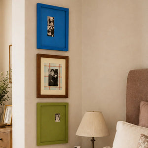 Wood Picture Frame with Plaid Mat (2.5x3.5in/5x7in/2x6in) , Mid Century Modern Wall Art Decor Framzoo