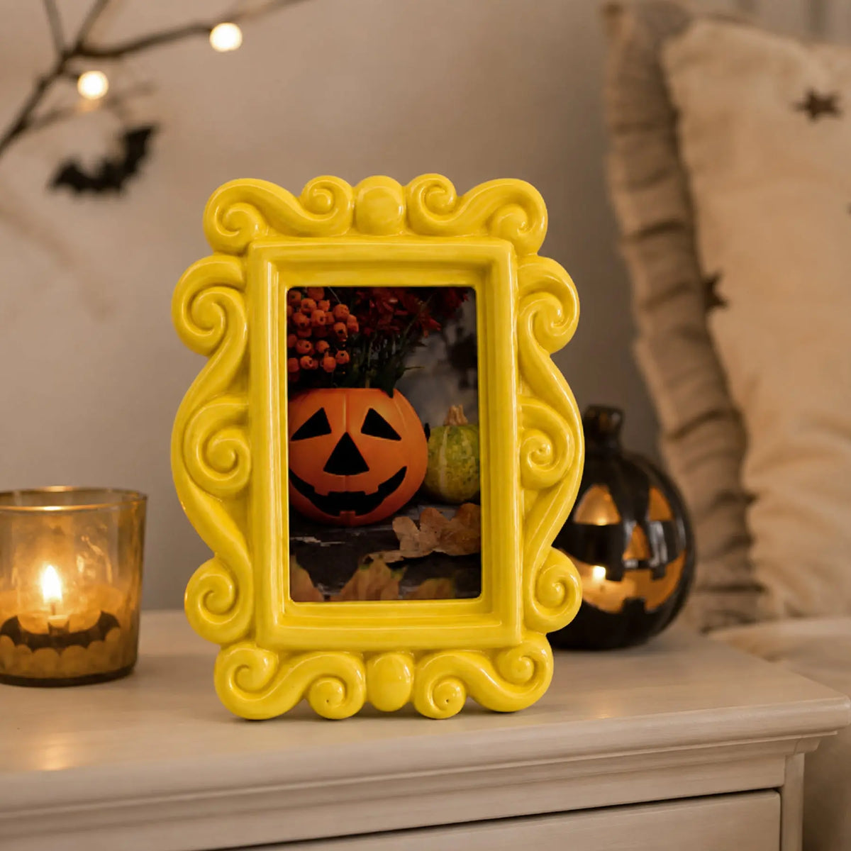 Statement Picture Frames Set of 4 | Black Yellow Stripe Frames | Eclectic Gallery Wall Decor | 5x7 4x6 Framzoo