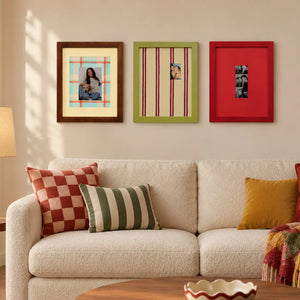 Retro Colorful Picture Frame, Plaid & Striped Photo Frame with Patterned Mat, Photo Booth Strip Frame, Eclectic Wall Decor, Preppy Gift Framzoo