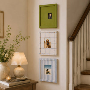 Rainbow Picture Frame Set of 4 | Striped Checkered Wall Frames | Sage Green Blue Red Cream Gallery Wall | Modern Farmhouse Photo Frames | Colorful Home Wall Art Display Framzoo