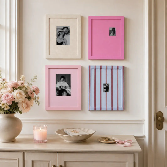 Rainbow Picture Frame Set of 4 | Colorful Gallery Wall Frames | Pink & Cream Photo Frames | 2.5x3.5 to 5x7 Inch | Preppy Room Decor | Dorm Room Aesthetic | Teen Girl Bedroom Decor Framzoo