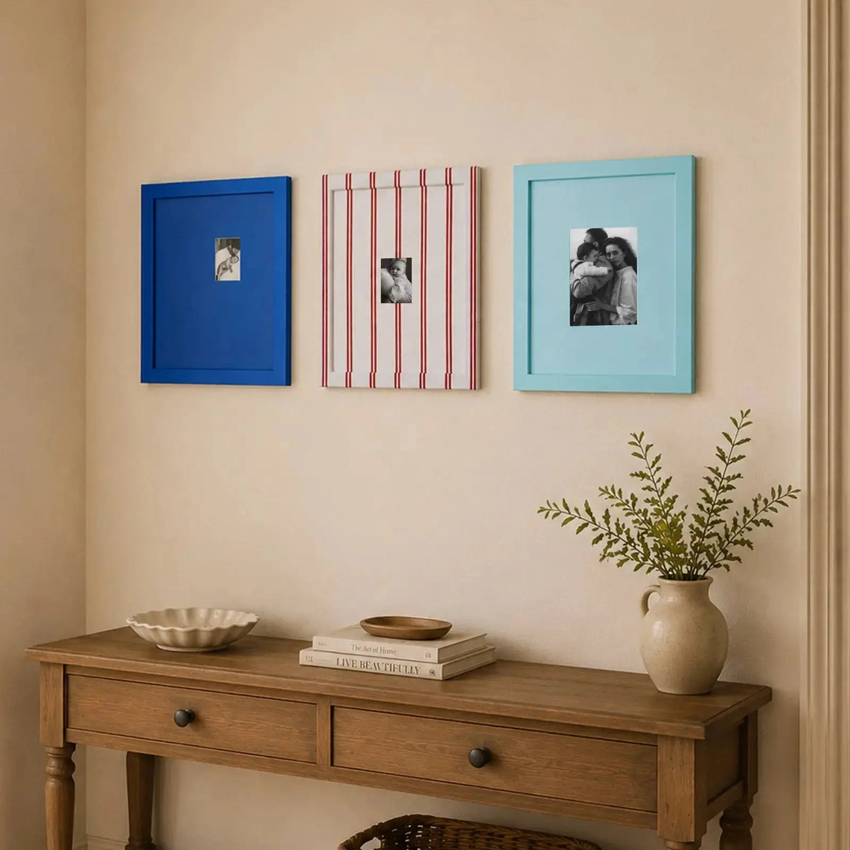 Classic Blue Stripe Picture Frame (2.5x3.5in/5x7in) , Nautical Preppy Nursery Decor Framzoo