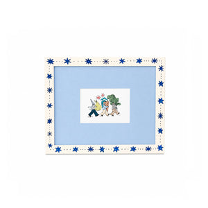 Folk Art Decorated Picture Frame Set of 3 ( 5X7 ), Scandinavian Star & Scallop Border Frames, Green Blue Red Whimsical Gallery Wall Frames Framzoo