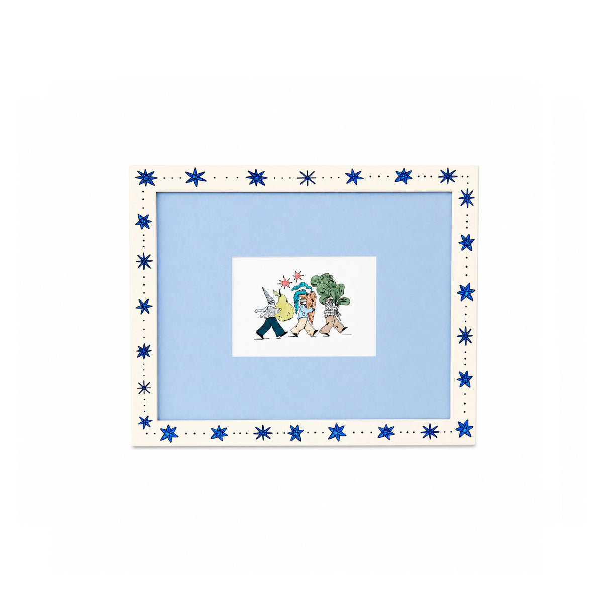 Folk Art Decorated Picture Frame Set of 3 ( 5X7 ), Scandinavian Star & Scallop Border Frames, Green Blue Red Whimsical Gallery Wall Frames Framzoo