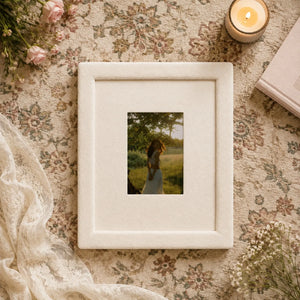 Cream Velvet Stripe Photo Frame (5x7in/2.5x3.5in) , French Country Wall Decor Framzoo