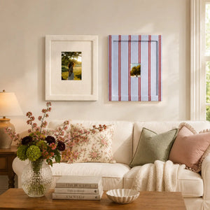 Cream Velvet Stripe Photo Frame (5x7in/2.5x3.5in) , French Country Wall Decor Framzoo