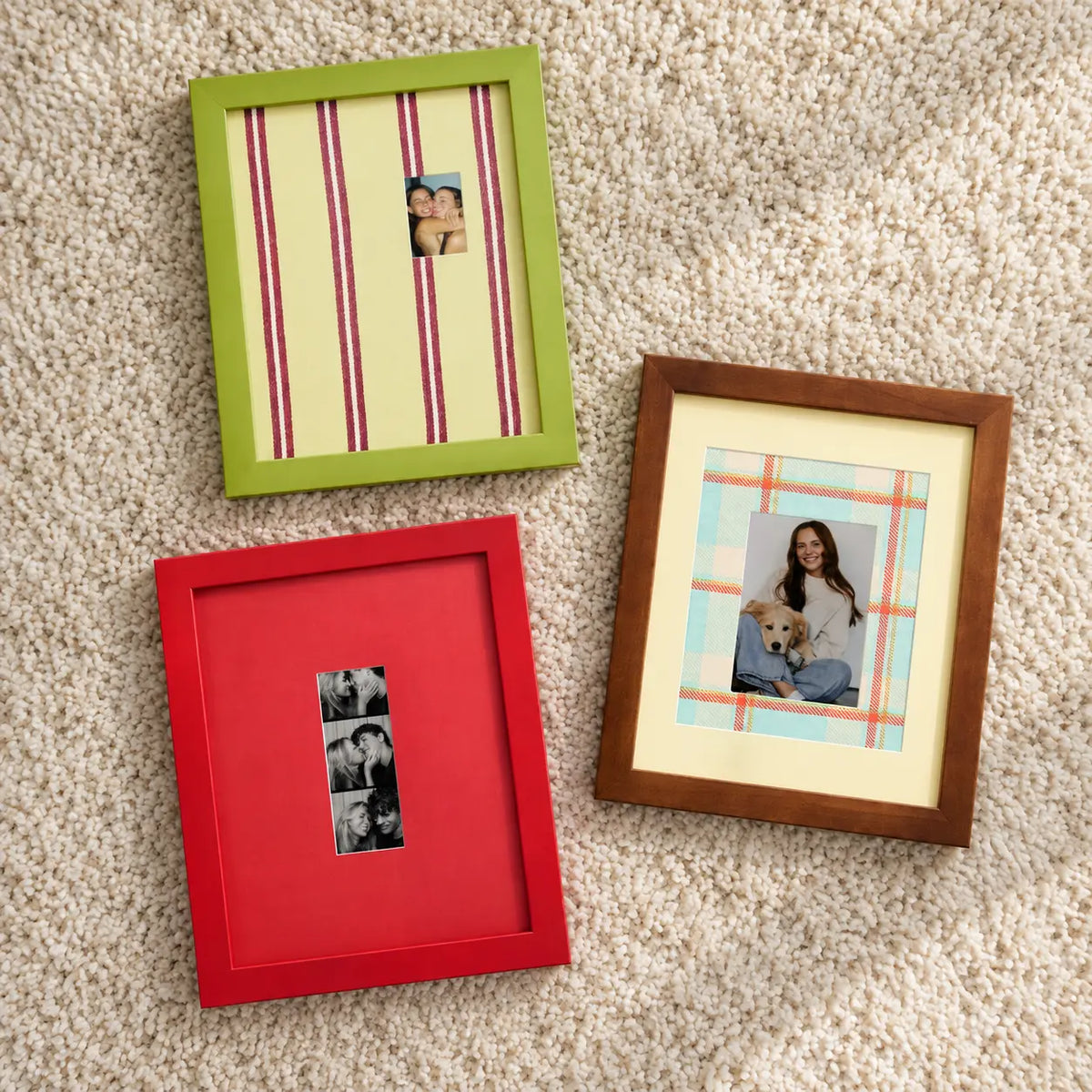 Retro Colorful Picture Frame, Plaid & Striped Photo Frame with Patterned Mat, Photo Booth Strip Frame, Eclectic Wall Decor, Preppy Gift Framzoo