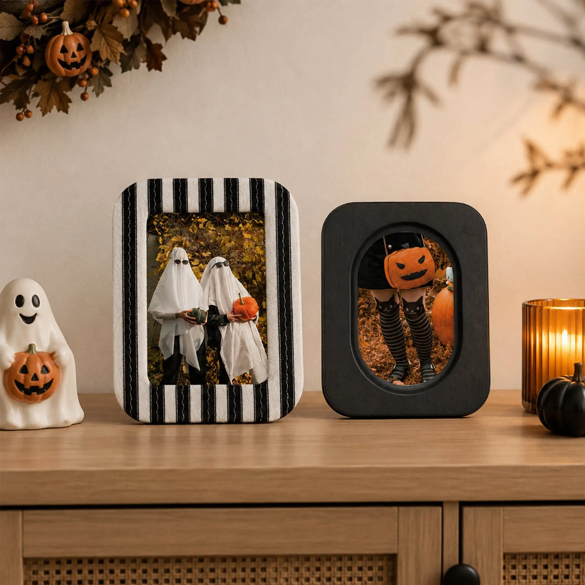 Statement Picture Frames Set of 4 | Black Yellow Stripe Frames | Eclectic Gallery Wall Decor | 5x7 4x6 Framzoo