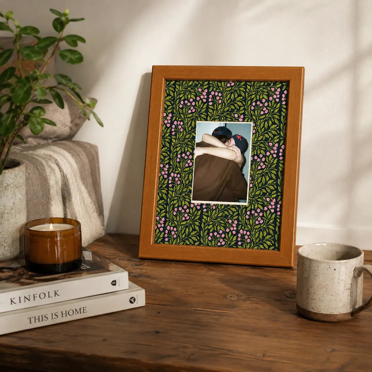 Eclectic Rainbow Picture Frame with Patterned Mat Board, Vintage Striped & Floral Photo Frames, Unique Wall Decor Gift, 2.5x3.5 5x7 Framzoo