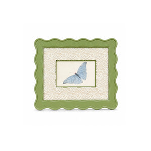 Eclectic Gallery Wall Set of 6, Mixed Picture Frames with Green Striped, Velvet, and Scalloped Frames, Aesthetic Photo Frame Kit for Living Room Framzoo