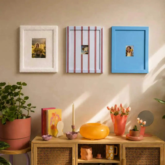Cream Velvet Stripe Photo Frame (5x7in/2.5x3.5in) , French Country Wall Decor Framzoo