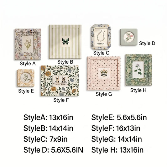 Floral Botanical Gallery Wall Frame Set, Vintage Cottagecore Photo Decor-Photo paper size(4x4in/5x5in/5x7in) Framzoo