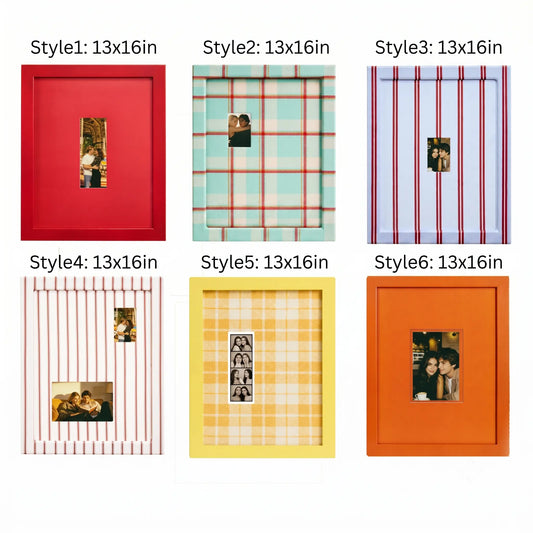 Eclectic Gallery Wall Frame Set – 6 Vintage Plaid Stripe Photo Frames-Photo paper size(2x1.5*4/2.5x3.5/5x7) Framzoo