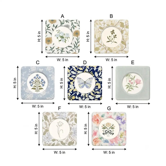 Small Square Floral Photo Frame, (4x4in)  Cottagecore Butterfly Desk Decor, Round Mat Easel Back Framzoo