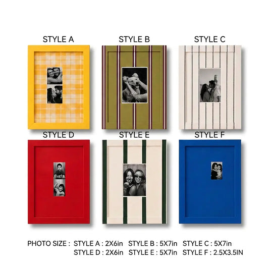 Rainbow Picture Frame Set of 6 | Colorful Striped Wall Frames | Bright Yellow Red Blue Gallery Wall | Modern Playful Photo Frames | Kids Room Nursery Decor Framzoo