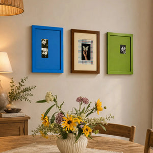 Wood Picture Frame with Plaid Mat (2.5x3.5in/5x7in/2x6in) , Mid Century Modern Wall Art Decor Framzoo