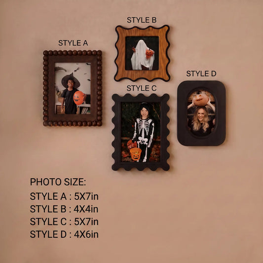 Halloween Picture Frames Set of 4 | Spooky Gallery Wall Decor | Black & Brown Vintage Frames | 5x7 4x6 4x4 | Gothic Home Decor Framzoo