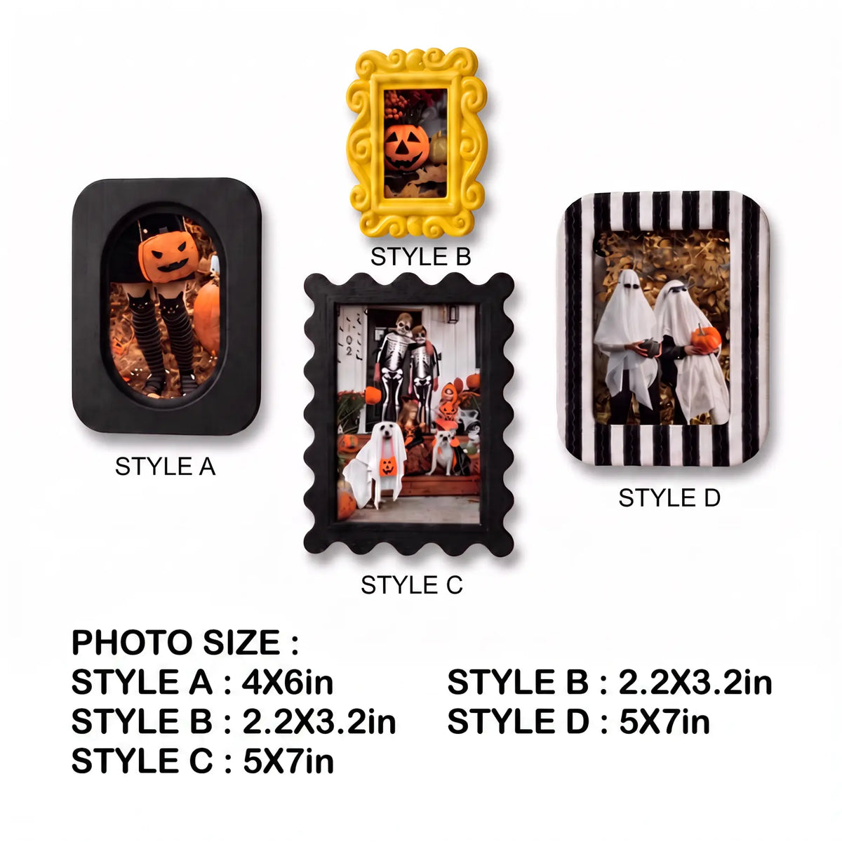Statement Picture Frames Set of 4 | Black Yellow Stripe Frames | Eclectic Gallery Wall Decor | 5x7 4x6 Framzoo