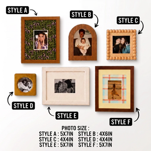 Picture Frame Set of 6 for Gallery Wall, Mixed Wood, Beaded & Velvet Photo Frames, Family Photo Display, Modern Boho Home Decor Framzoo
