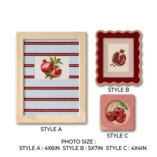 Mini Gallery Wall Set of 3, Vintage Fruit Picture Frames, Pomegranate & Cherry Art Prints, Cottagecore Aesthetic Home Decor Framzoo