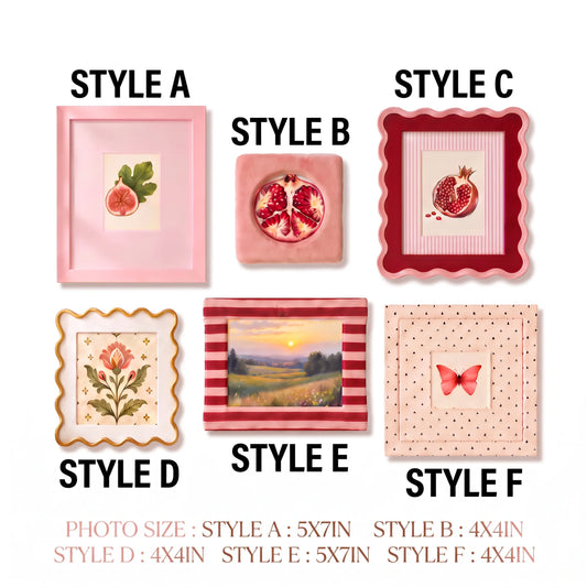 Pink & Burgundy Gallery Wall Set of 6, Cottagecore Picture Frames, Romantic Red Photo Frames, Eclectic Aesthetic Room Decor Framzoo