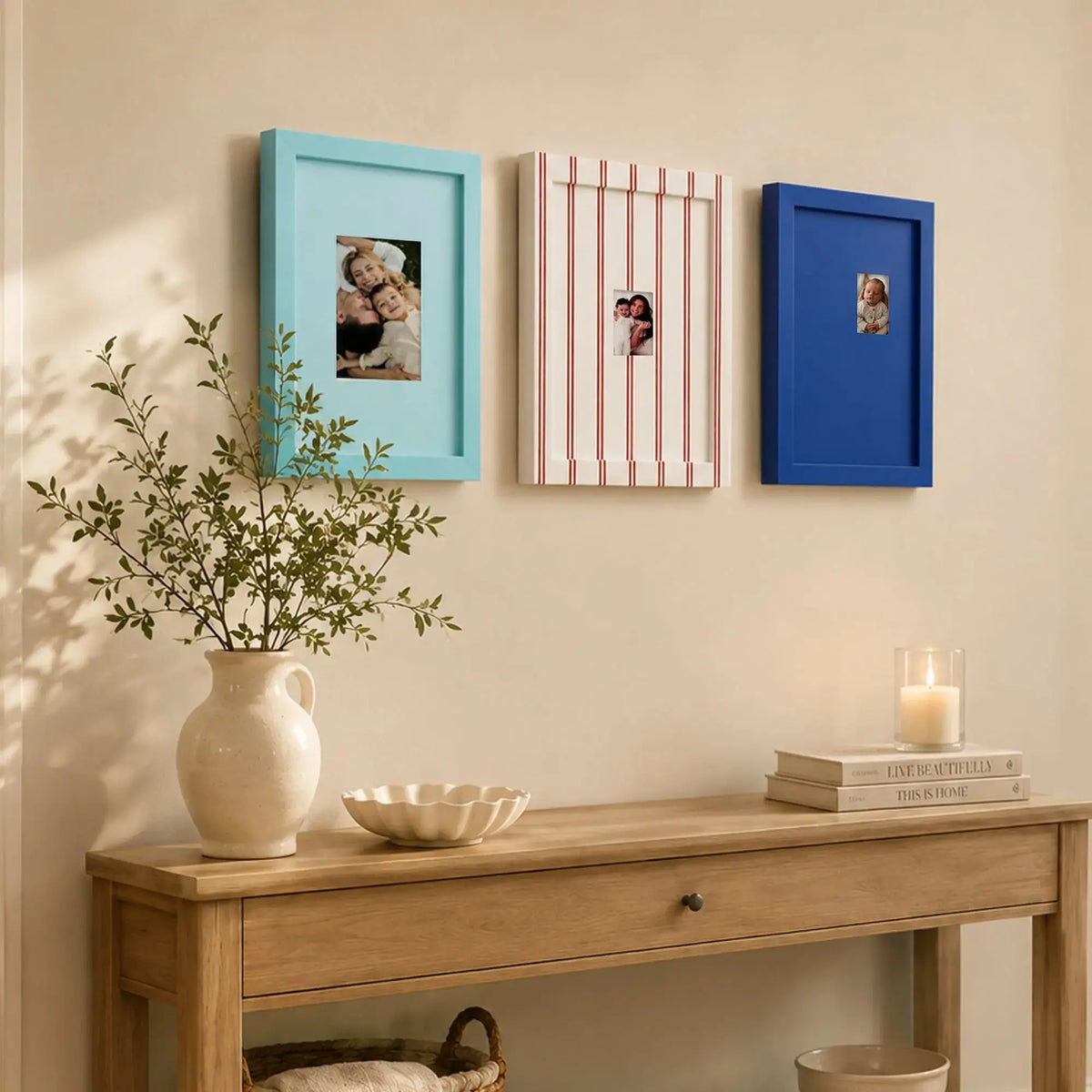 Classic Blue Stripe Picture Frame (2.5x3.5in/5x7in) , Nautical Preppy Nursery Decor Framzoo